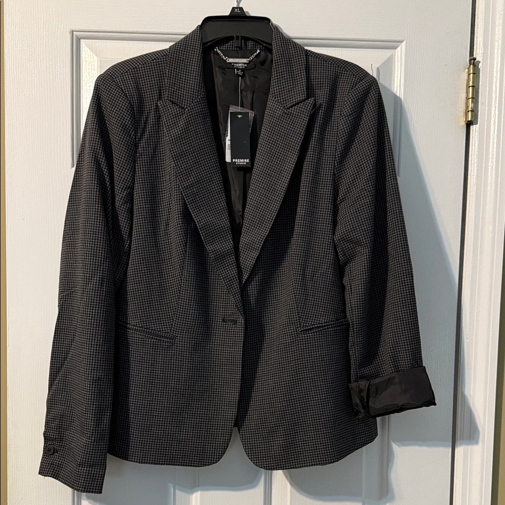 Premise Charcoal Checkered Blazer